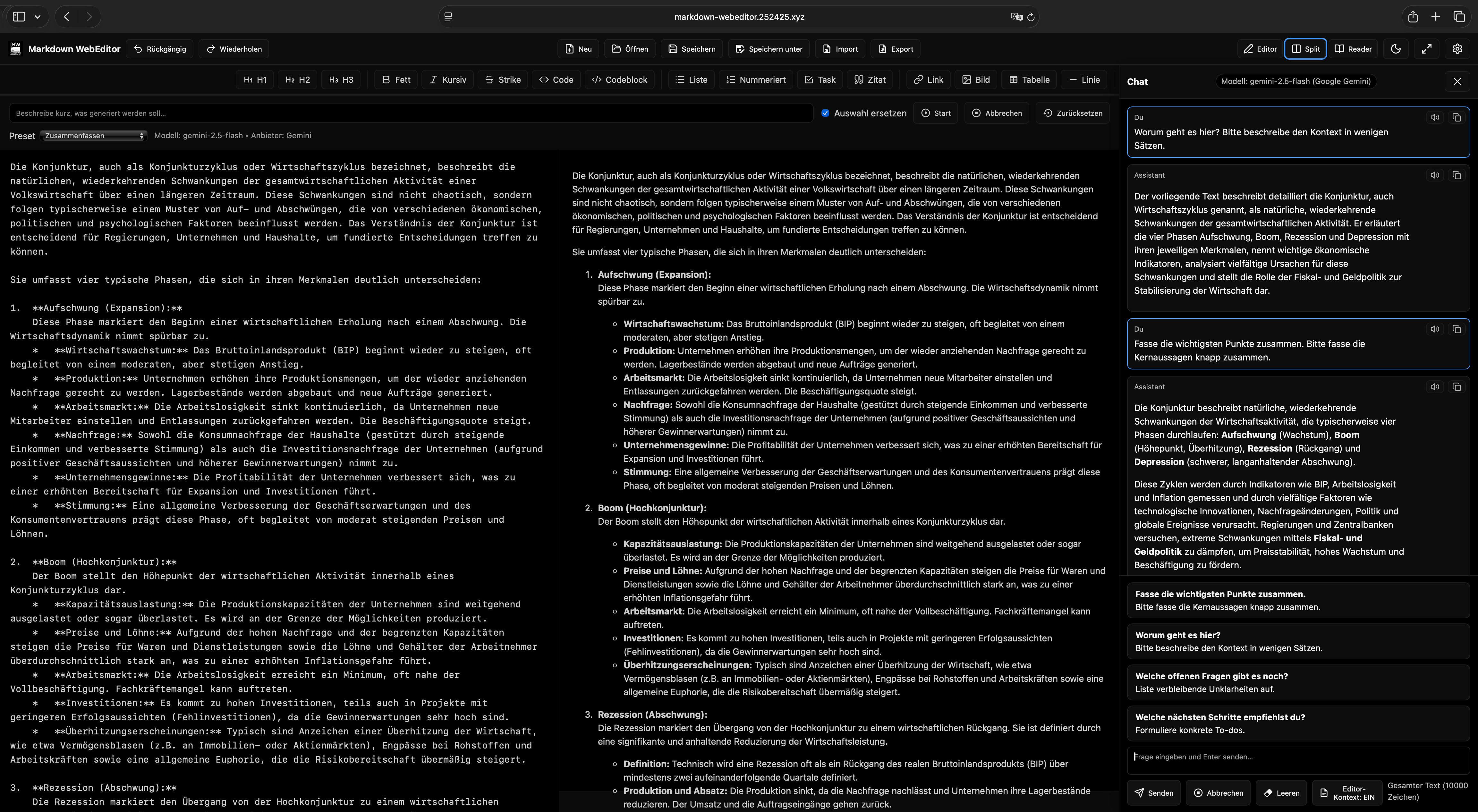 Markdown WebEditor Vorschau