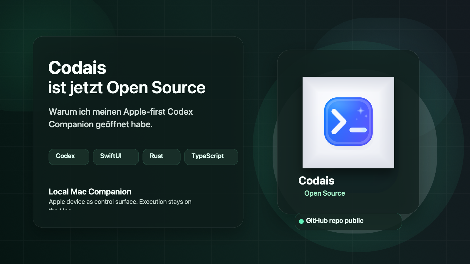 Codais App Icon in einem Apple-first Codex Workflow Artikelbild
